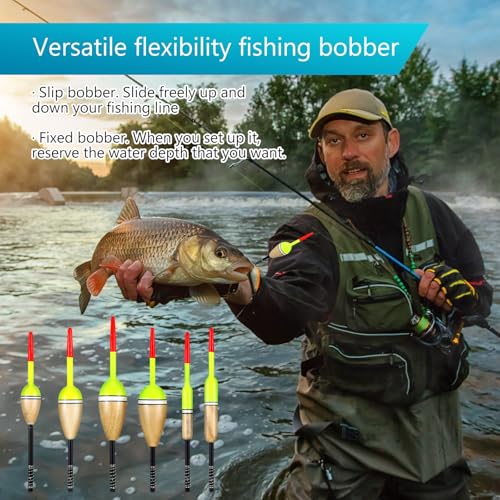 12 Pcs Sonwyoung Slip Bobbers Wood Fishing Floats X-1 X-2 X-3 X-4 X-5 X-6