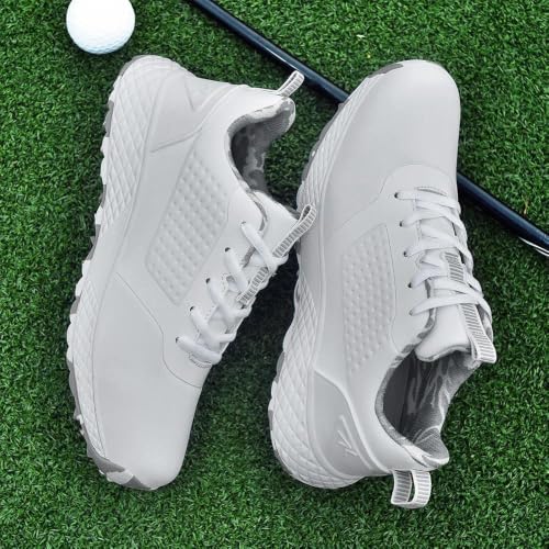 Spikeless Waterproof Golf Shoes for Women - Size 7.5 White/Grey