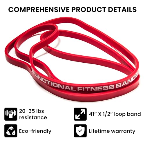 Pull Up Resistance Bands - Red 1/2" 20-35 lbs for Exercise