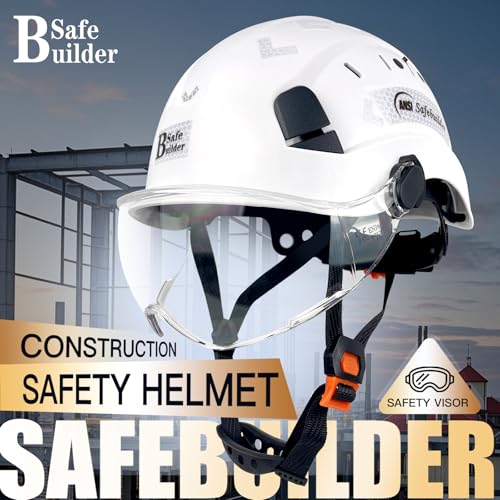 Construction Safety Helmet with Visor ABS Hard Hat Adjustable Ventilation Hardhats Industrial Work Head Protection for Men Certified ANSI/ISEA Z89.1