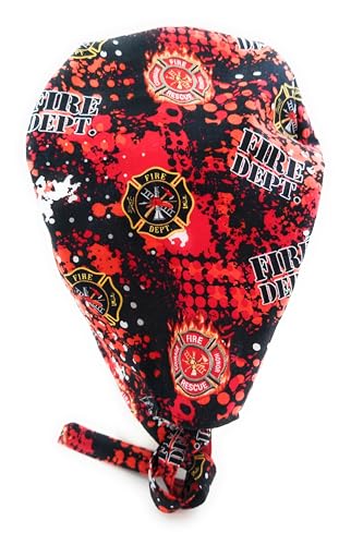Patriotic Cotton Scrub Hat for Firefighters - Handmade in USA