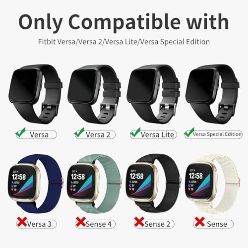 Stretchy Nylon Smartwatch Band for Fitbit Versa - Black