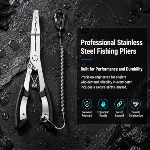 420 Stainless Steel Fishing Pliers with Line Cutter & Hook Remover