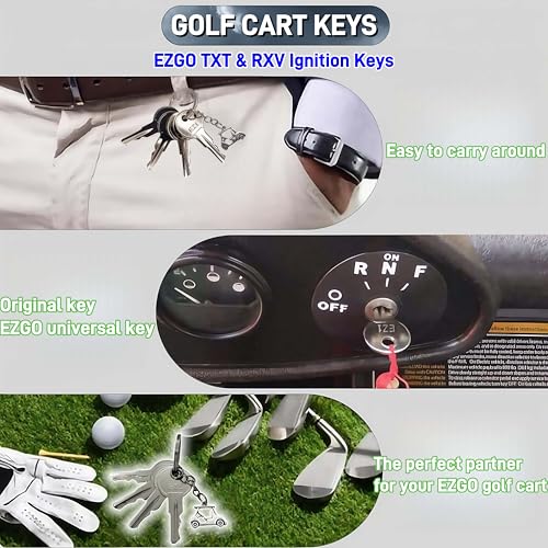 EZGO Golf Cart Ignition Keys - 4PCS Replacement Set for RXV, TXT, & More