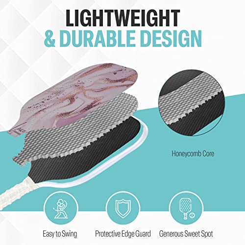 Palms-O-Aces 16mm Carbon Fiber Pickleball Paddle - USAPA Approved, Golden Pink/White