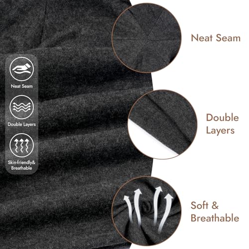 Cotton Slouchy Beanie for Men & Women - Large, Black + Light Off-white + Heather Grey + Navy Blue