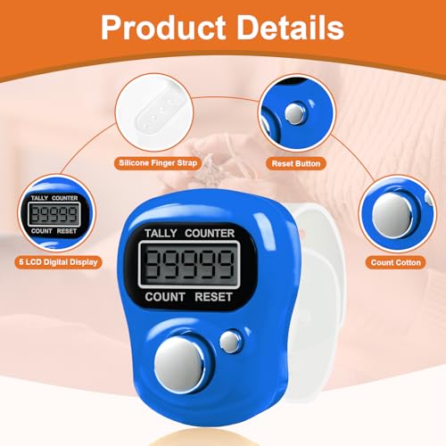 5-Pack Clicker Counter with Rhinestone - 5-Digit Tally Clickers