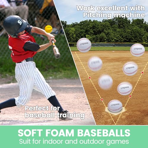 Urspasol Multi-Color Soft Foam Baseballs 6 Pack - 9 Inch Training Balls for Kids & Adults