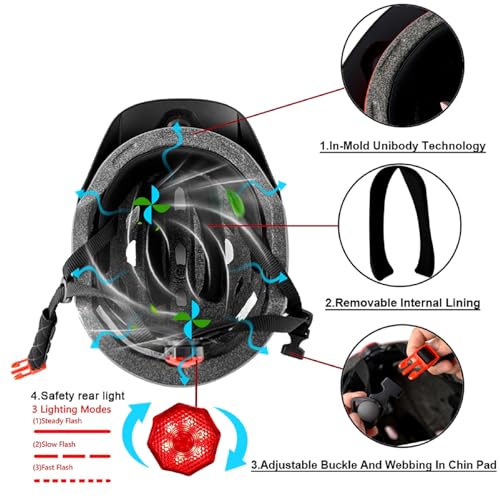 Kids Bike Helmet with LED Light - Glossy Blue Purple, 50-57 cm