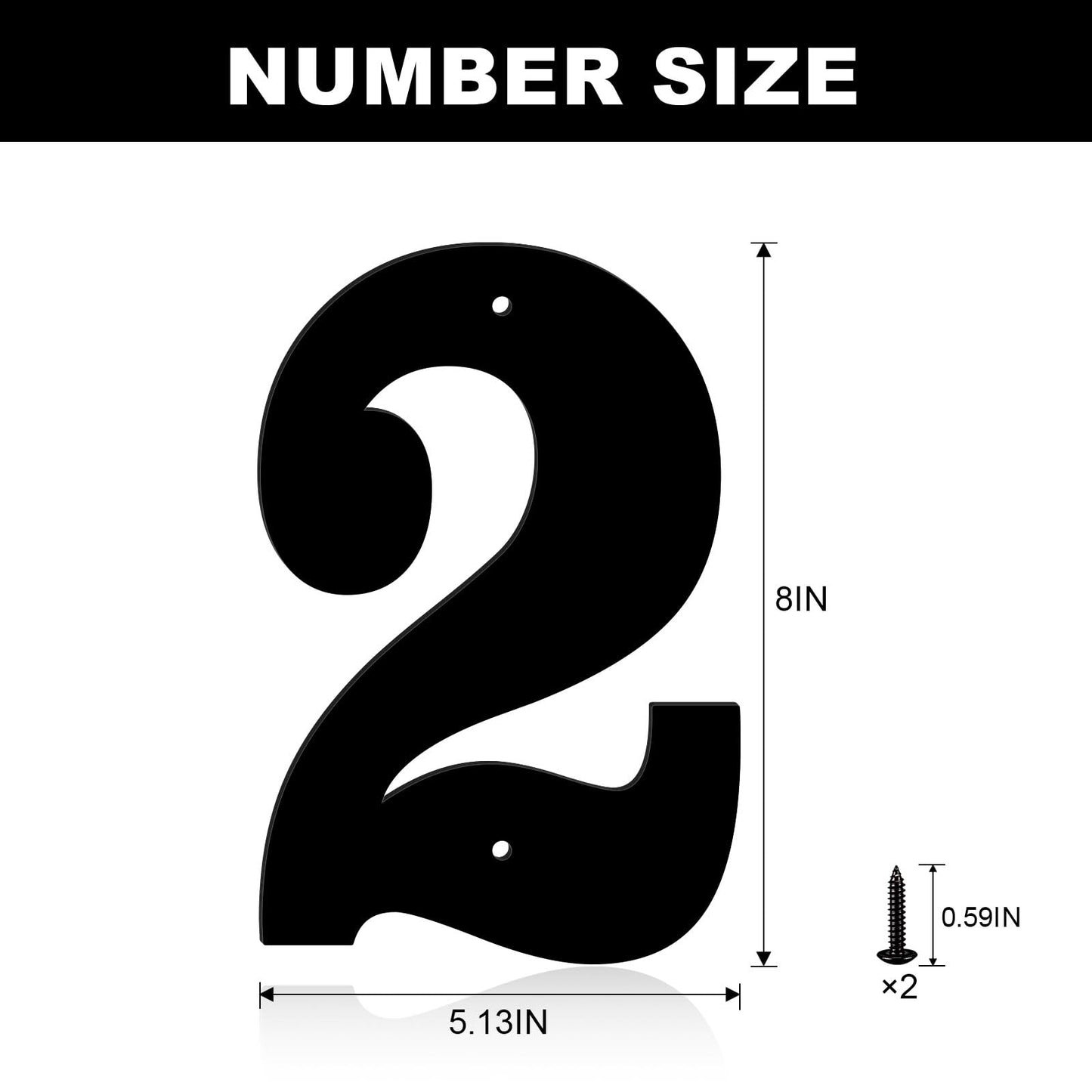 8 Inch Metal House Numbers, House Address Letters and Numbers for Outside Signs, Metal Letters Door Numbers Signage Street Address Plaque for Garden Door Mailbox Decor (Number 2)