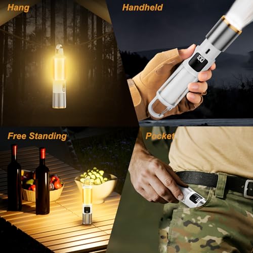 SKYFIRE LED Rechargeable Flashlight with Ambient Lamp,2000lm Super Bright Flashlight with Hook,7 Modes,3 Colors,Zoomable Flashlights High Lumens for Camping Essentials,Outdoor,Home Emergency&Gifts