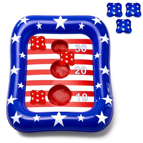 Inflatable Pool Cornhole Game - American Flag Design
