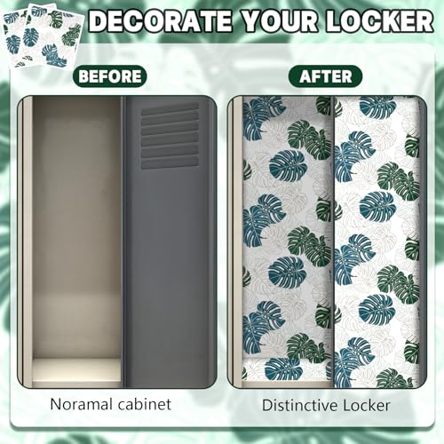 16 Pcs School Locker Magnetic Wallpaper 12" x 12" Removable Magnetic Locker Sheet Trimmable Wall Magnetic Sticker Back to School Locker Decorative Accessories for Girls, Students (Green Leaves)