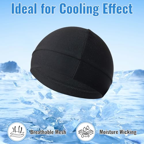 Cooling Skull Cap Helmet Liner - Moisture-Wicking Cycling Cap - Black