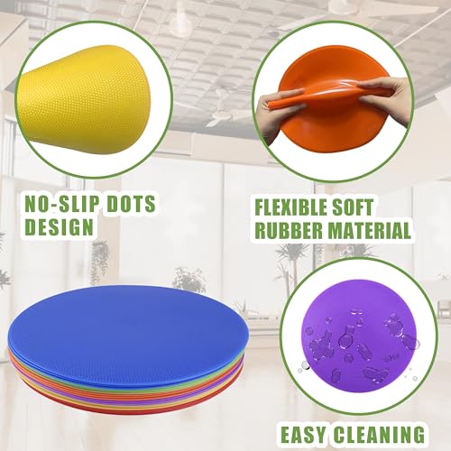 9 Inch Rubber Spot Markers - 18 Pcs Multicolor Non-Slip Training Dots