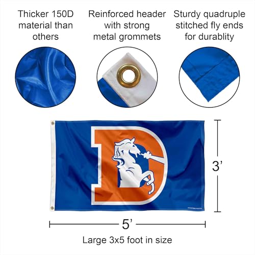 Denver Broncos Vintage Flag - 3 ft x 5 ft Polyester Banner