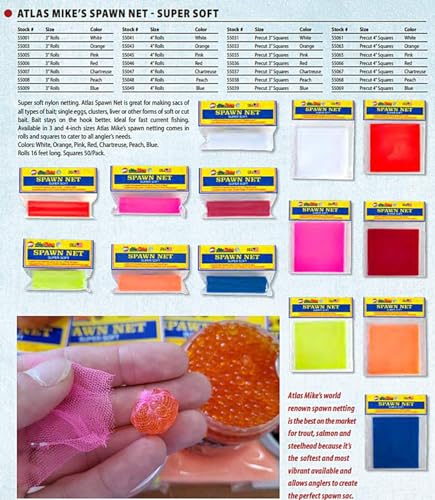 Atlas Mike's Bait Net Squares - Keep Fishing Bait Together, 4x4-Inch, Orange