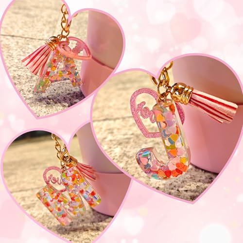 Personalized Letter Charm Keychain for Stanley Cup - A Pink