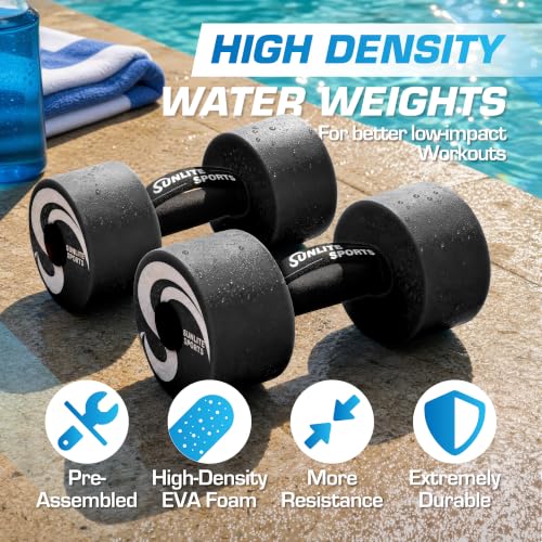 X-Large Black Water Dumbbells for Pool Exercise - Sunlite Sports
