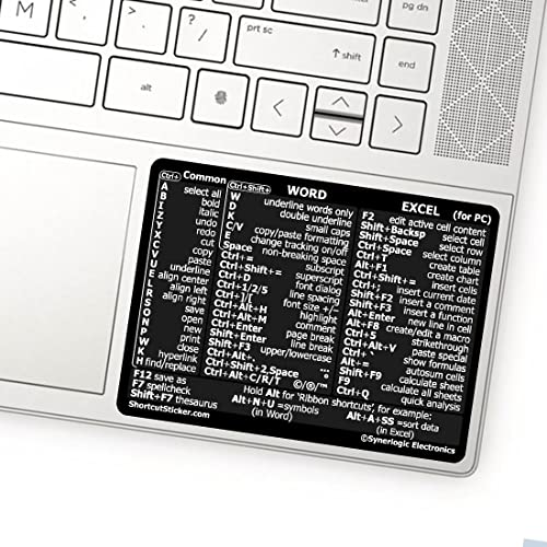 Keyboard Shortcut Sticker for Microsoft Word/Excel - Black