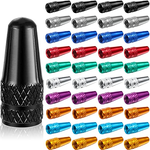 40 Pcs Anodized Aluminum Presta Valve Caps - Multi Color
