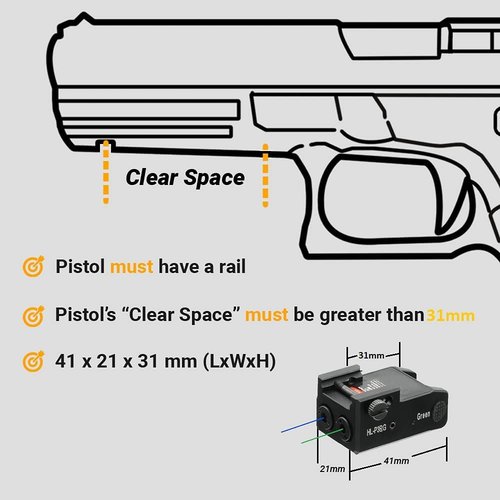 HiLight - Tactical TSB - Circular Red & Classic Blue Beam with Rechargeable Type-C USB Battery - Aircraft Grade Aluminum - Extension Rail Mount Light & Dual Laser Class of IIIR, <5mW