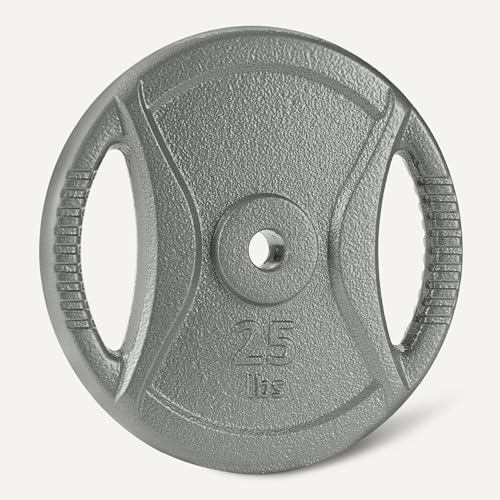 Amazon Basics 25 lb Grip Weight Plate, 1-Inch Center Hole – Cast Iron, Standard Barbell