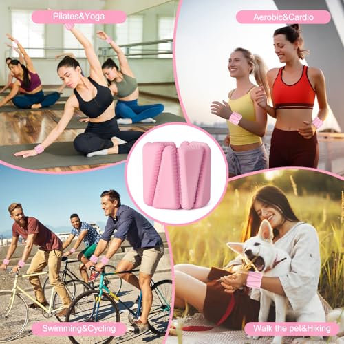 Pink Adjustable Wrist & Ankle Weights Set for Women - Weighted Bangles for Fitness & Exercise