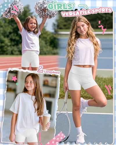 Girls' Athletic Shorts - White, Size 7-8 Years