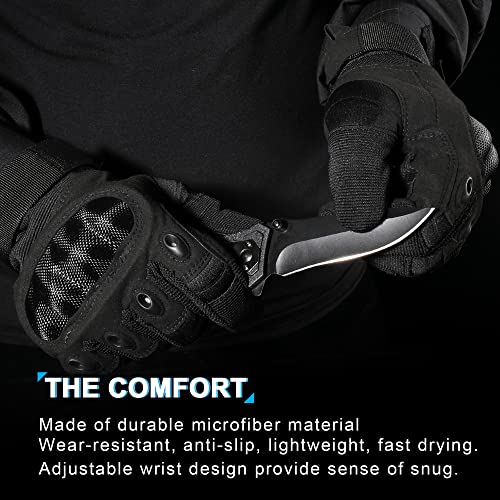 Tactical Gloves for Men & Women - Full Finger Black, Large