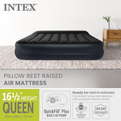 Queen Size Intex Dura-Beam Plus Air Mattress with Built-In Pump