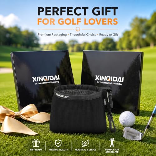 Waterproof Golf Club Cleaner Bag with Clip - Black