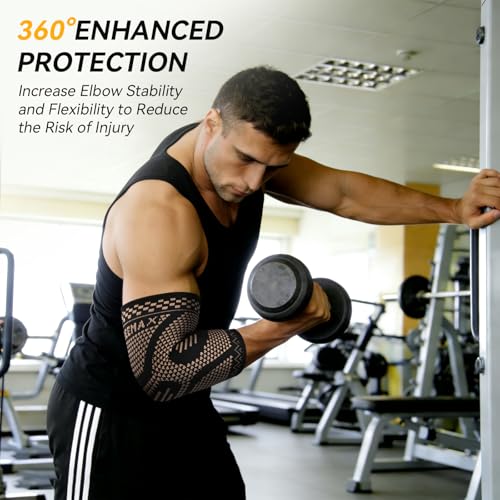 INDEEMAX Copper Elbow Compression Sleeve 2 Pack – Medium, Black