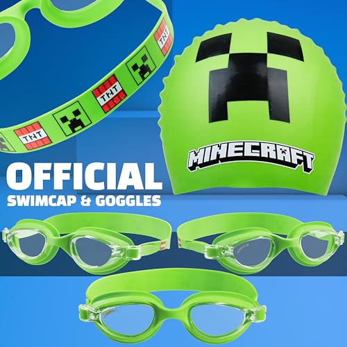 Get Trend Kids Swim Goggles and Cap Set – Anti-Fog UV, Green 6-14 Years