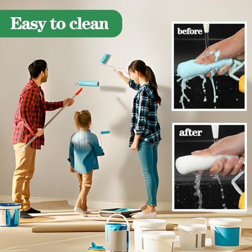 24 Pack Mini Paint Roller Covers,4 Inch Foam Paint Roller, High Density Foam Paint Roller, Small Paint Rollers for All Flat Surfaces, Suitable for Wall£¬Kitchen Cabinets, Doors, Tables, Etc