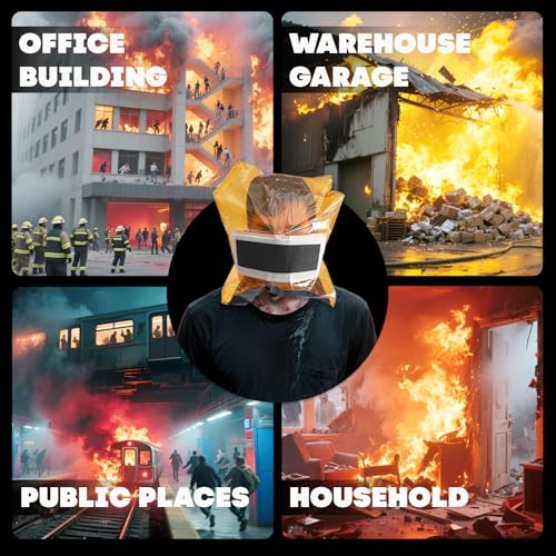 Ougist Portable Emergency Fire Escape Full Face Mask,Fire Safety Survival Mask, Anti-Heat Film and Smoke Filter Respirator