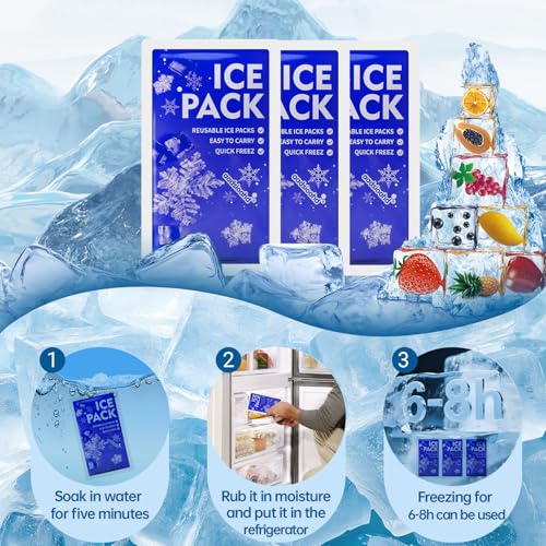 Reusable Ice Packs for Coolers - 16-Pack Water-Activated Freezer Packs