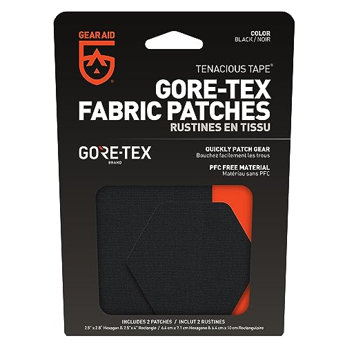 Waterproof Fabric Repair Patches - 2 GORE-TEX Patches (1 Hex & 1 Rectangle)