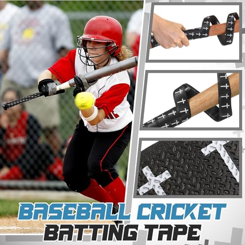 Cushioned Cross Design Bat Grip Tape for Baseball & Softball - Black
