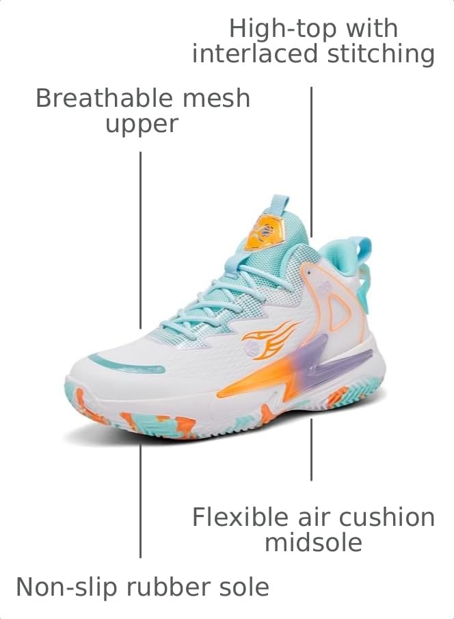 KIUSMETY Breathable High Top Basketball and Volleyball Shoes for Women and Men, Green, Size 8.5 Women / 7.5 Men