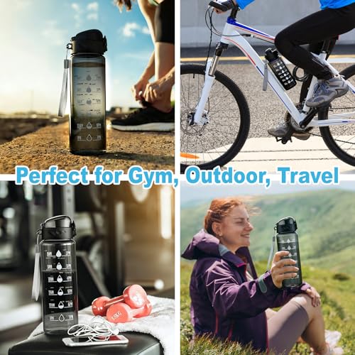 Clear Plastic Water Bottle with Wide Mouth - 26 oz - Black