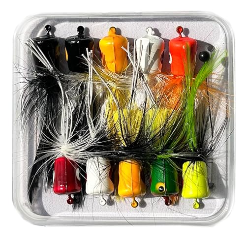 Fly Fishing Flies Kit - 5 Dry/Wet Flies with Waterproof Box