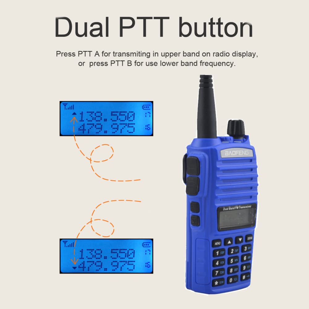 2 Pack BAOFENG UV-82 Dual Band Two Way Radio, 5W Ham Radio Handheld Walkie Talkies (Blue)