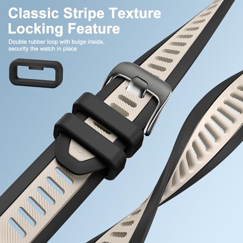 18mm Silicone Sport Band for Garmin Venu 2S/3S & Vivoactive 4S - Black Rim & Starlight