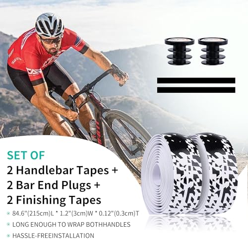 Shock-Absorbing Silicone Handlebar Tape for Road Bikes – 3mm Thick, Anti-Slip, White to Black – Set of 2