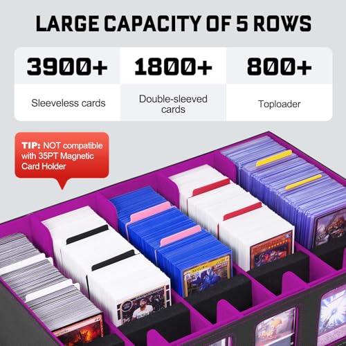 5-Row Trading Card Storage Box with Handle - Holds 3900+ Cards
