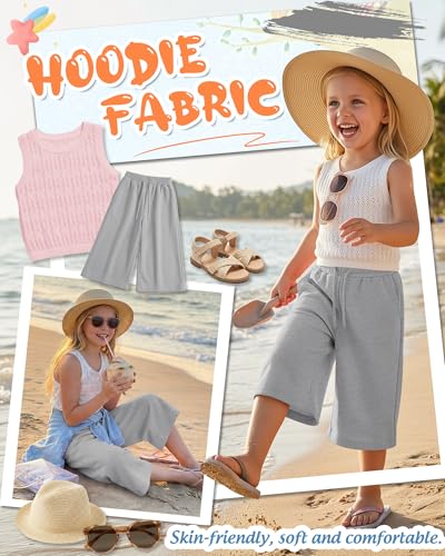 Girls' Wide Leg Capri Sweatpants - Light Heather Gray, 13-14 Years