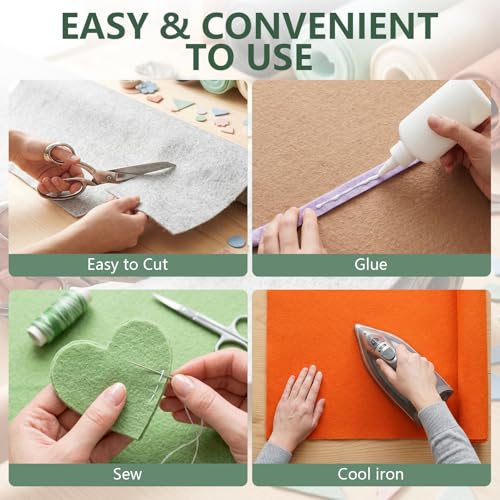 FEIYAUMI Green Series Felt Sheets 12 Pack - 8"x35" 1mm Craft Felt Fabric