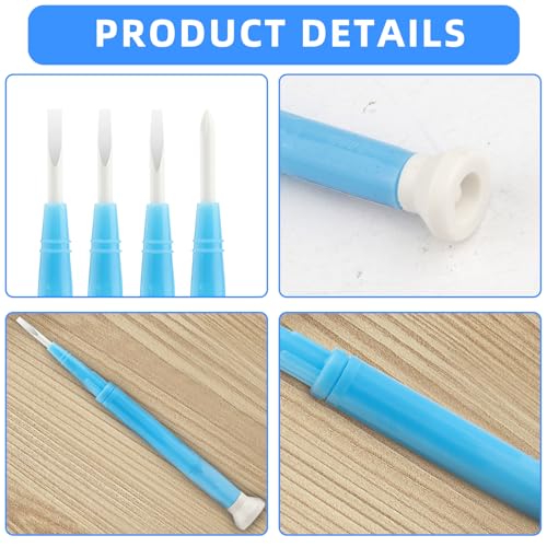 4 Pcs Plastic & Ceramic Screwdriver Set, Non-Conductive Slotted Screwdrivers for High-Frequency Circuit Adjustment, Precision Tools for Electronics Repair, Watchmaking, and Sensitive Equipment