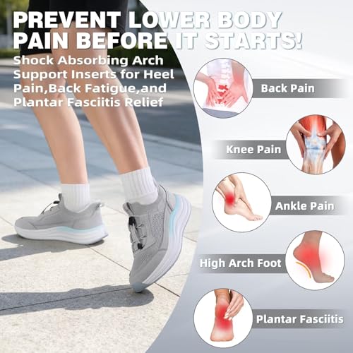 OrthoComfoot Women's Orthopedic Road Running Shoes - Grey Mint, Size 9 / W2, Flat Feet Support